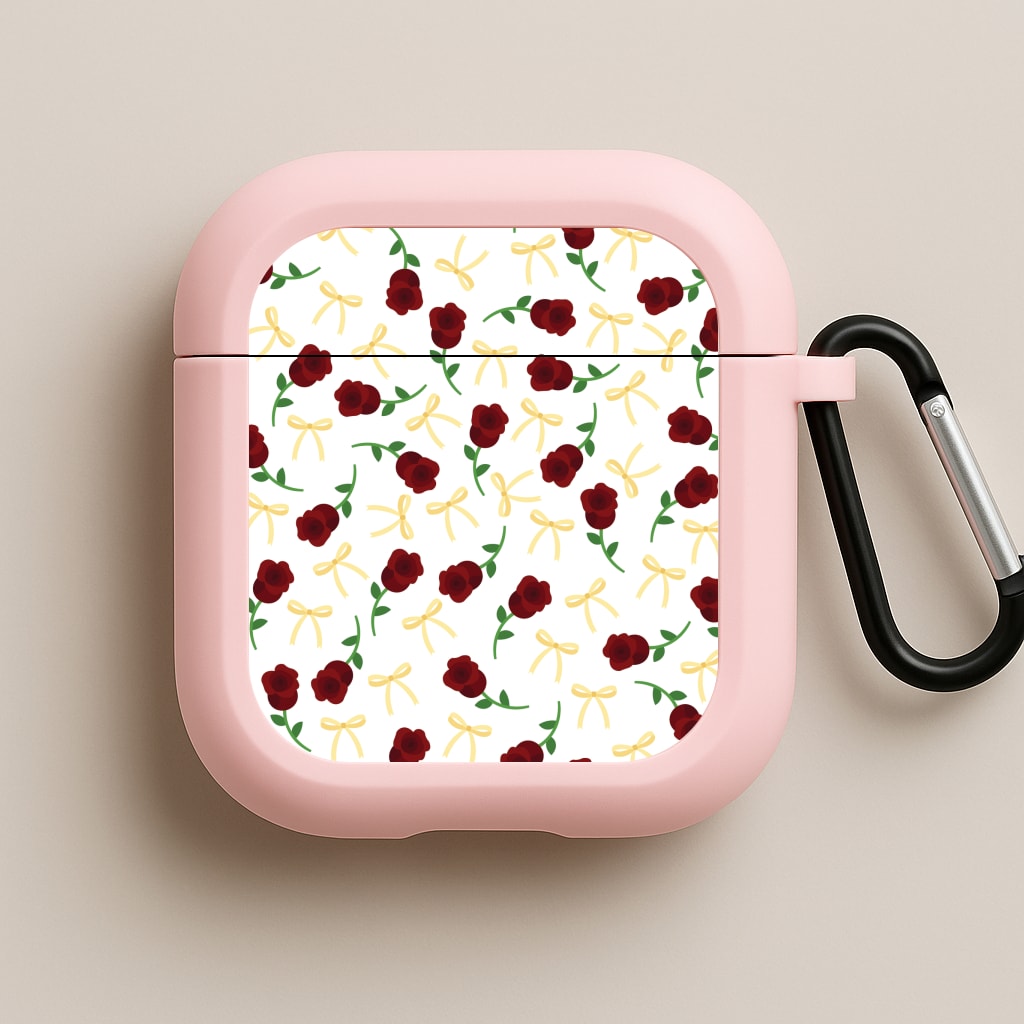Roses And Bows Pattern Pink AirPods Case