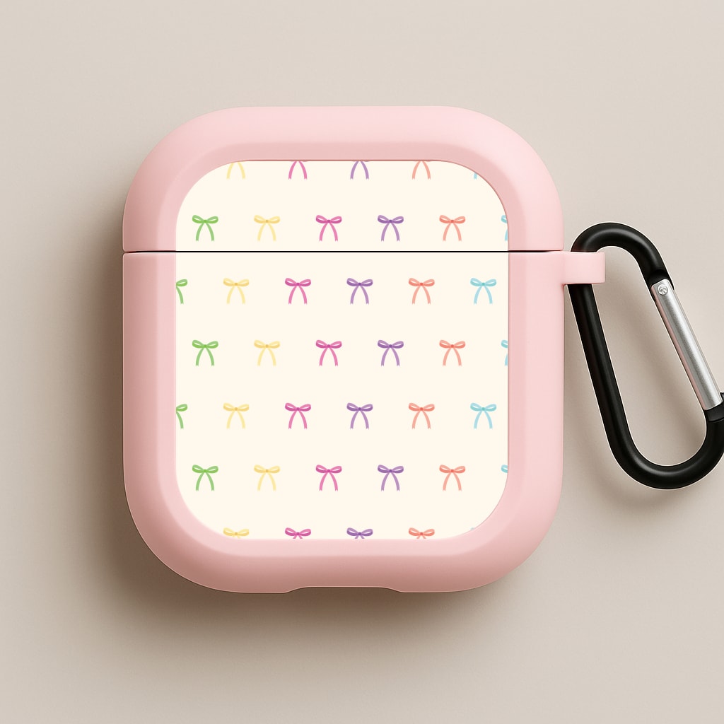 Pastel Ribbons Pattern Pink AirPods Case