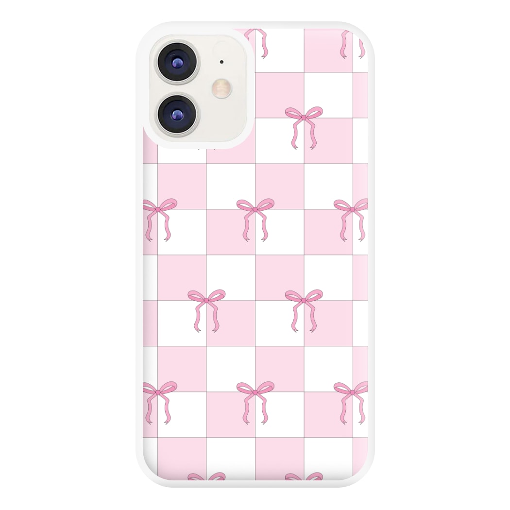 Checkered Pink Coquette Bows Phone Case for iPhone 11