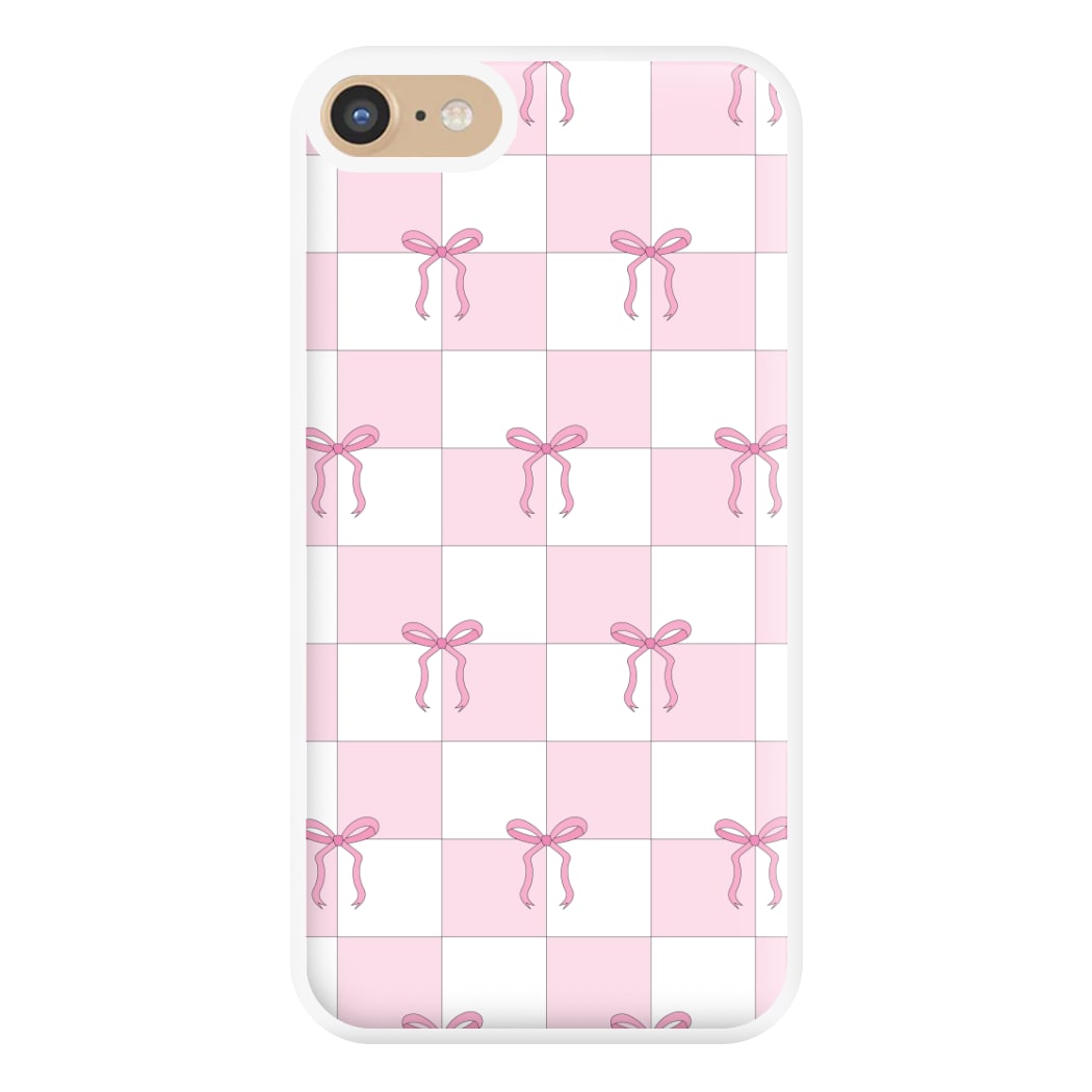 Checkered Pink Coquette Bows Phone Case for iPhone 6 / 7 / 8 / SE