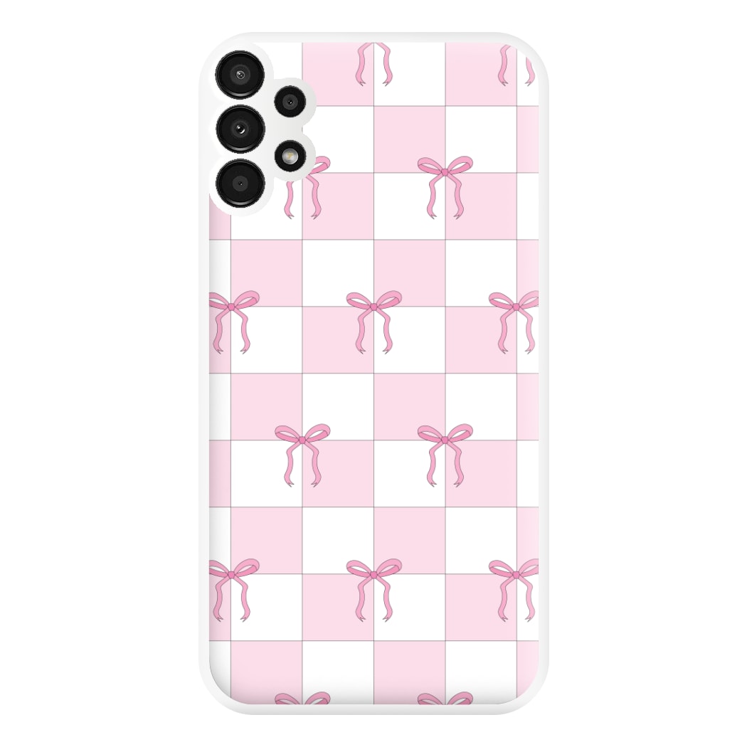 Checkered Pink Coquette Bows Phone Case for Galaxy A13