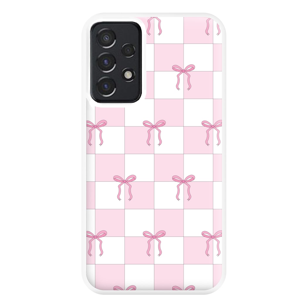 Checkered Pink Coquette Bows Phone Case for Galaxy A52 / A52s