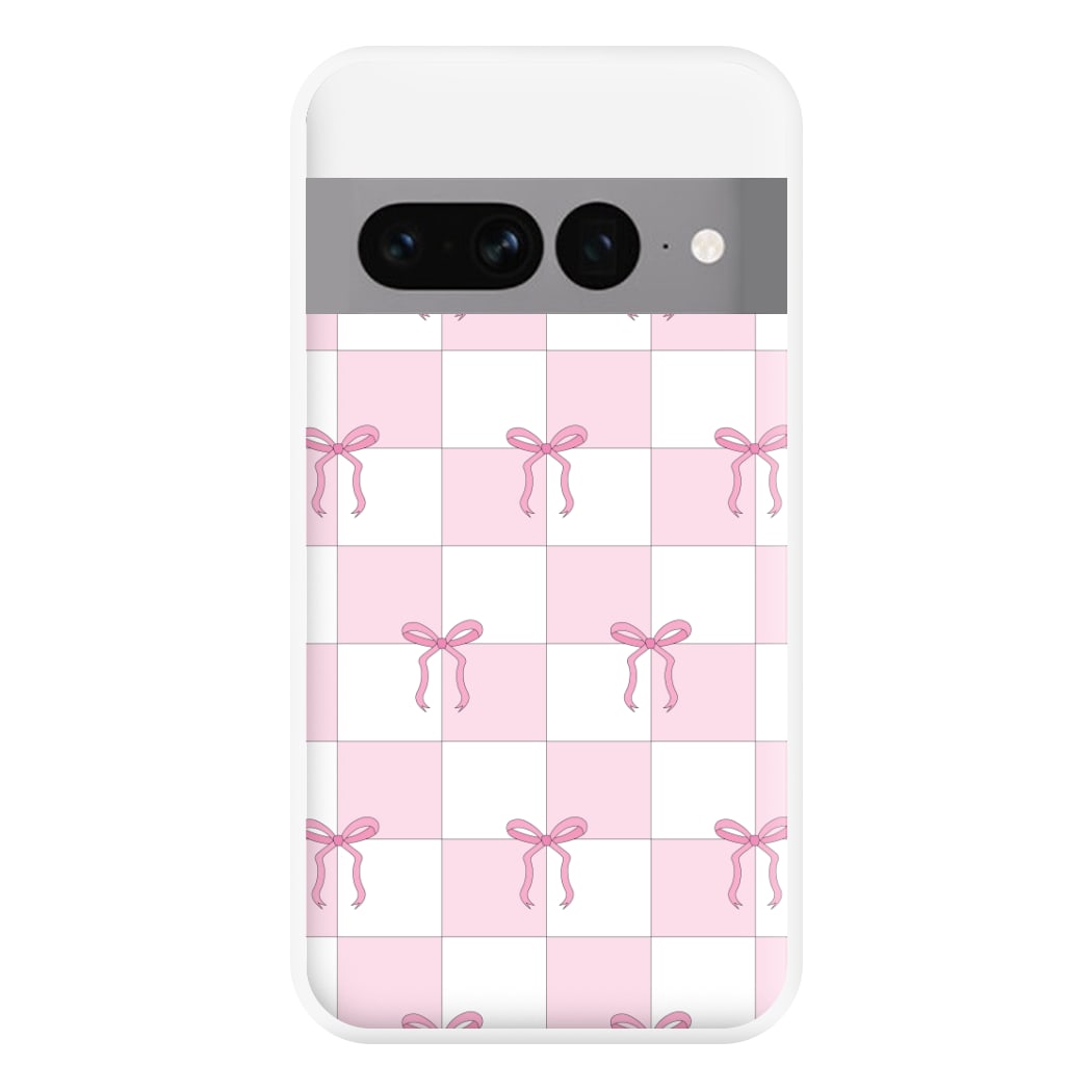 Checkered Pink Coquette Bows Phone Case for Google Pixel 7 Pro