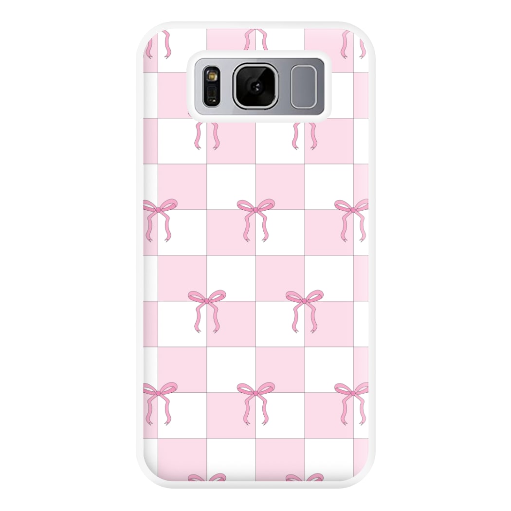 Checkered Pink Coquette Bows Phone Case for Galaxy S8 Plus