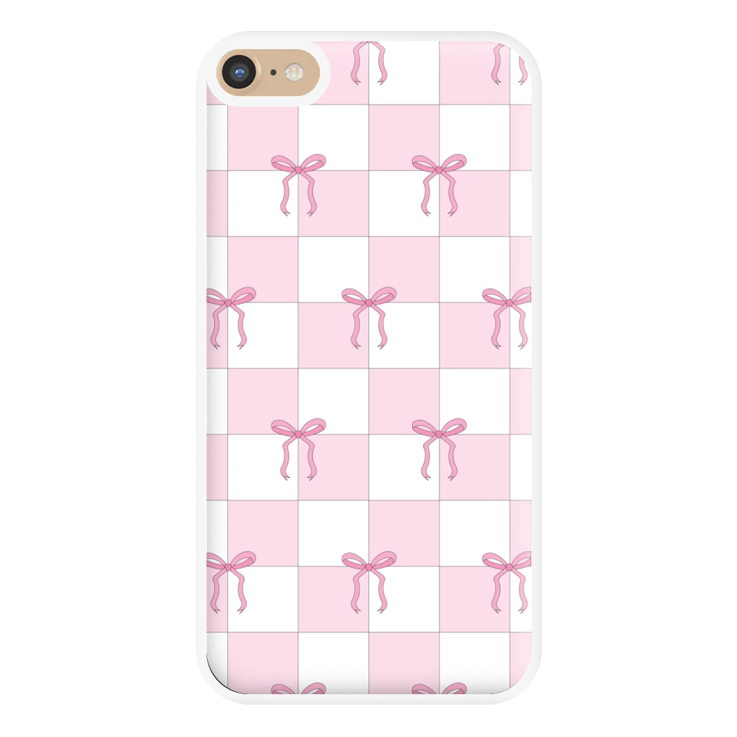 Checkered Pink Coquette Bows Phone Case for iPhone 6 Plus / 7 Plus / 8 Plus