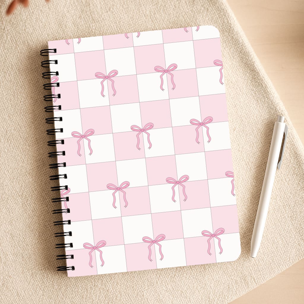 Checkered Pink Coquette Bows Notepad