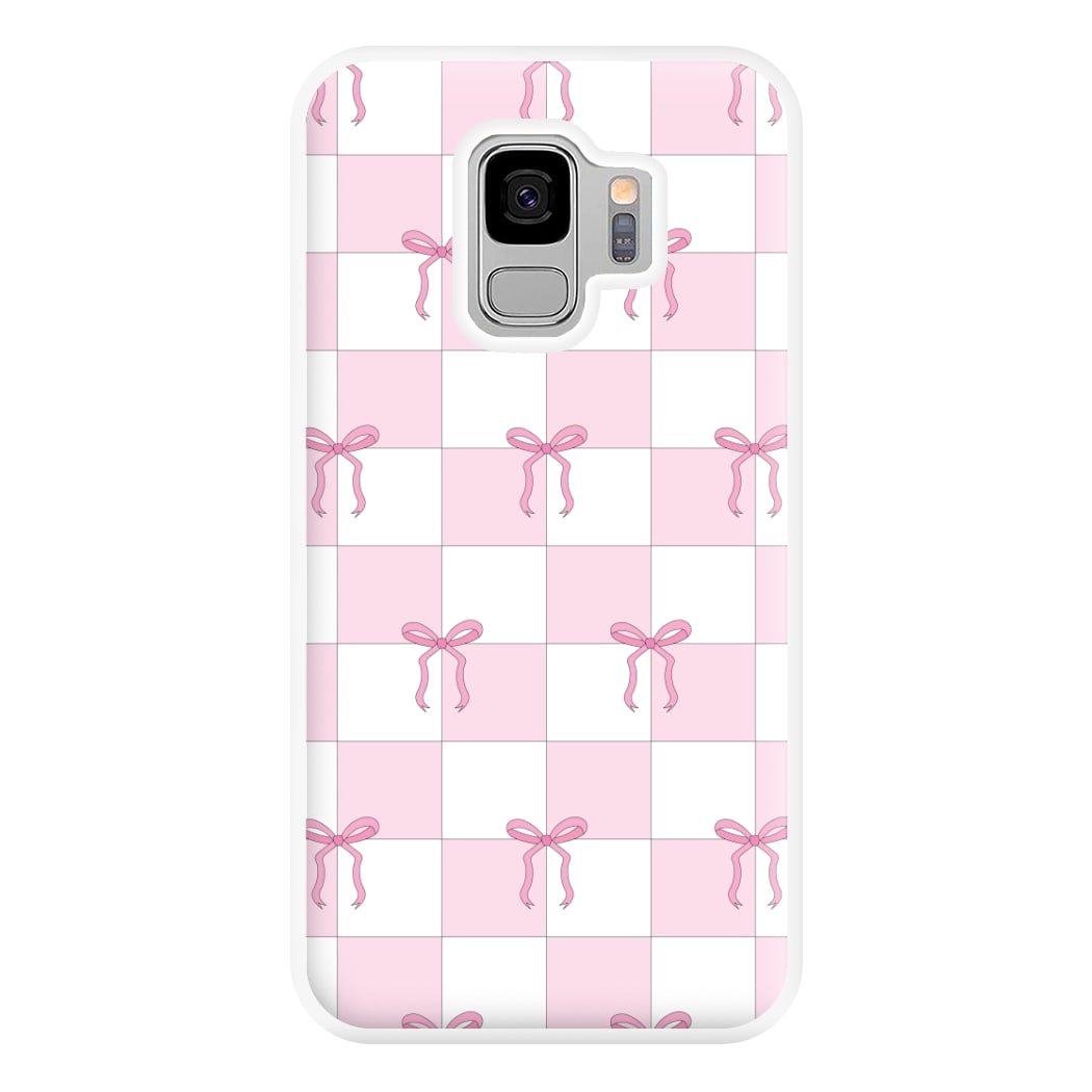 Checkered Pink Coquette Bows Phone Case for Galaxy S9 Plus