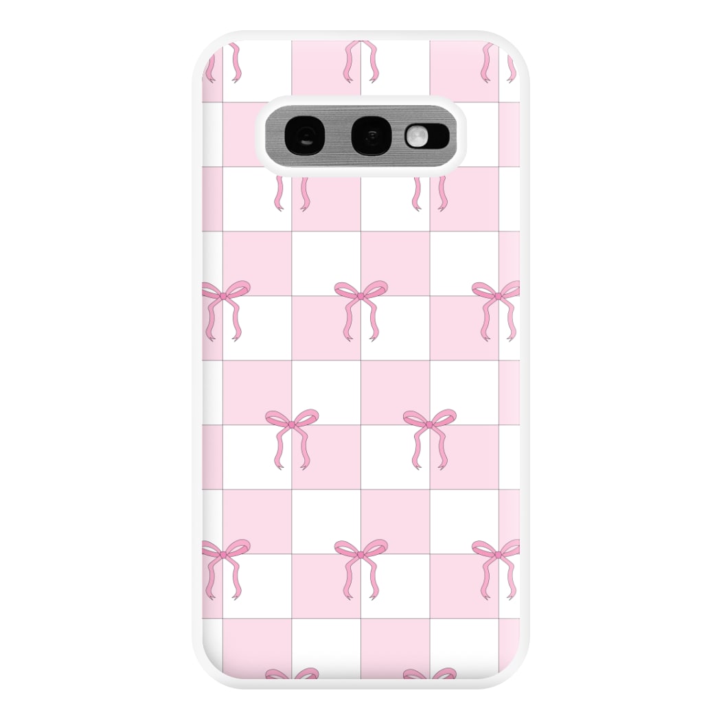Checkered Pink Coquette Bows Phone Case for Galaxy S10e