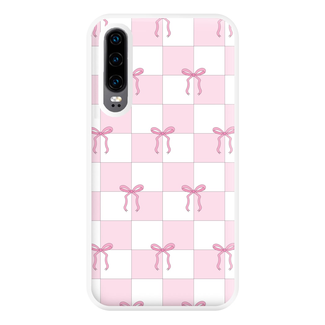 Checkered Pink Coquette Bows Phone Case for Huawei P30