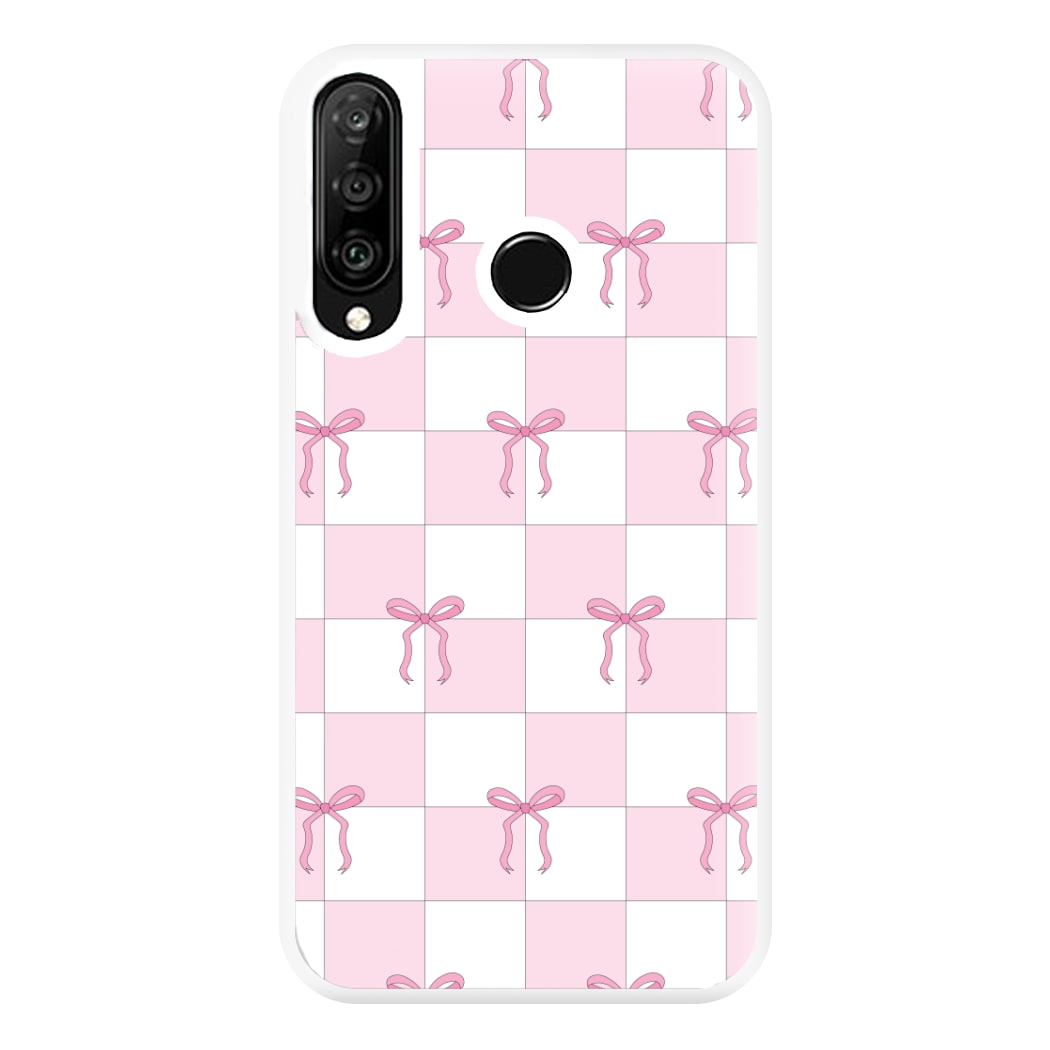 Checkered Pink Coquette Bows Phone Case for Huawei P30 Lite