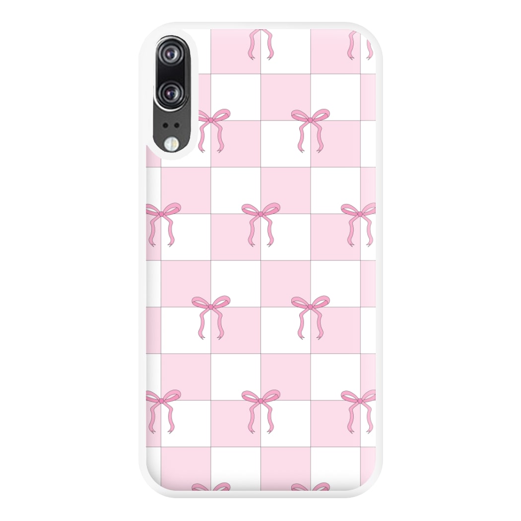 Checkered Pink Coquette Bows Phone Case for Huawei P20