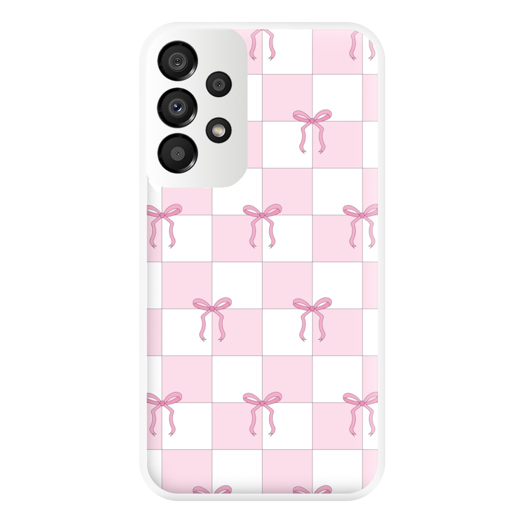 Checkered Pink Coquette Bows Phone Case for Galaxy A33
