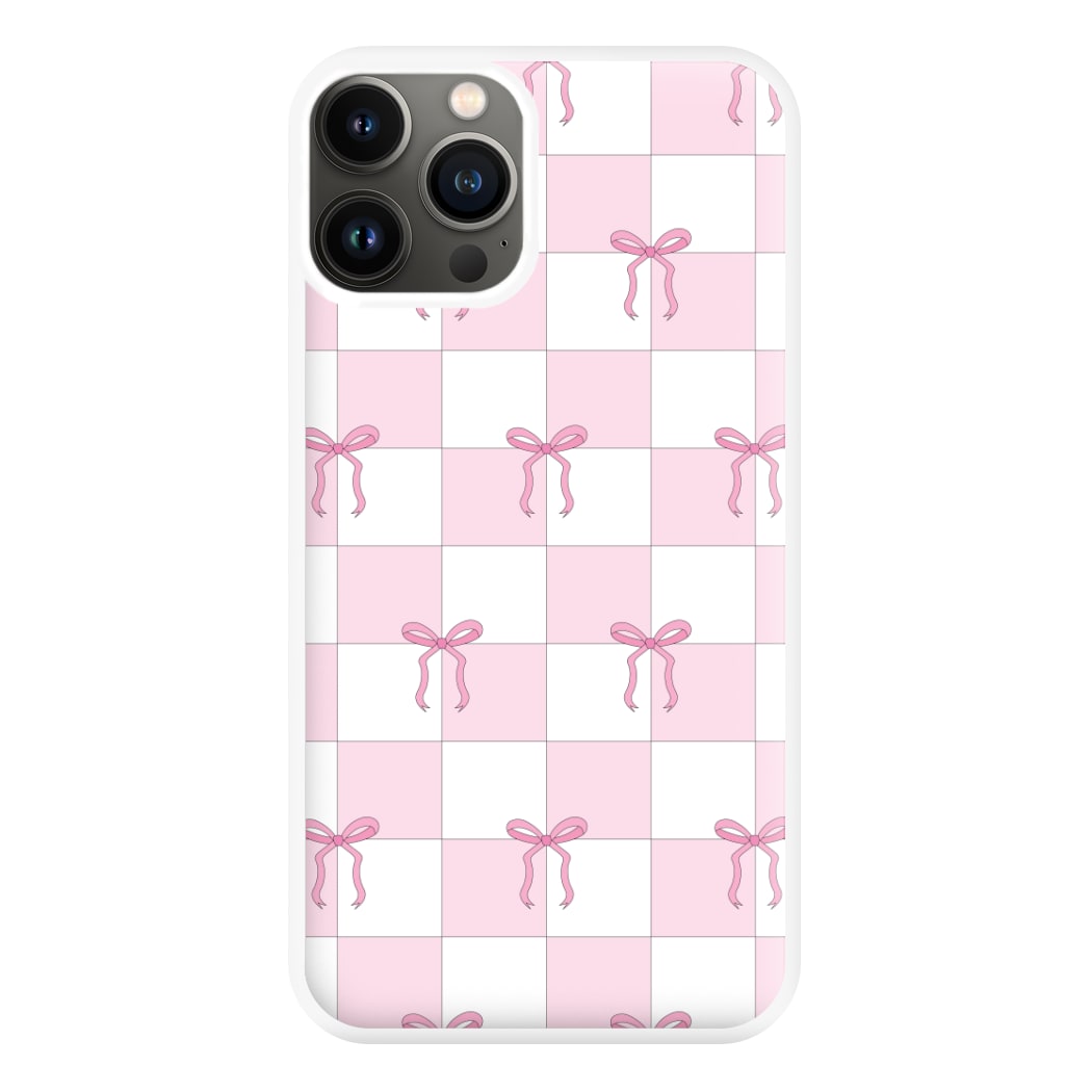Checkered Pink Coquette Bows Phone Case for iPhone 11 Pro Max