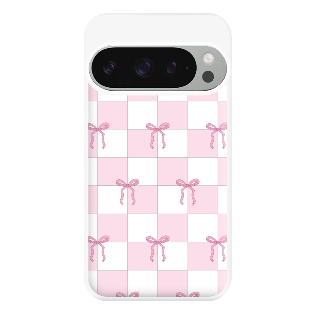 Checkered Pink Coquette Bows Phone Case for Google Pixel 9 Pro XL