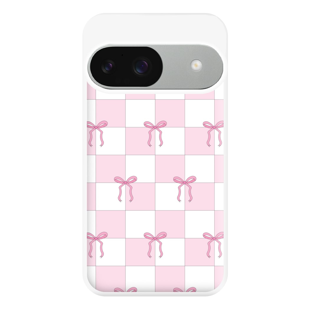 Checkered Pink Coquette Bows Phone Case for Google Pixel 9 / 9 Pro