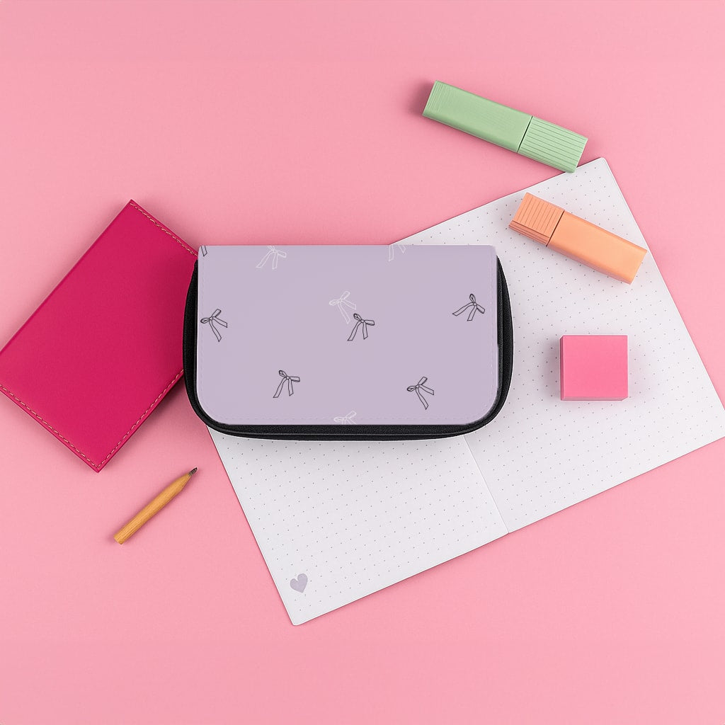 Coquette Mini Bows Pattern Purple Pencil Case