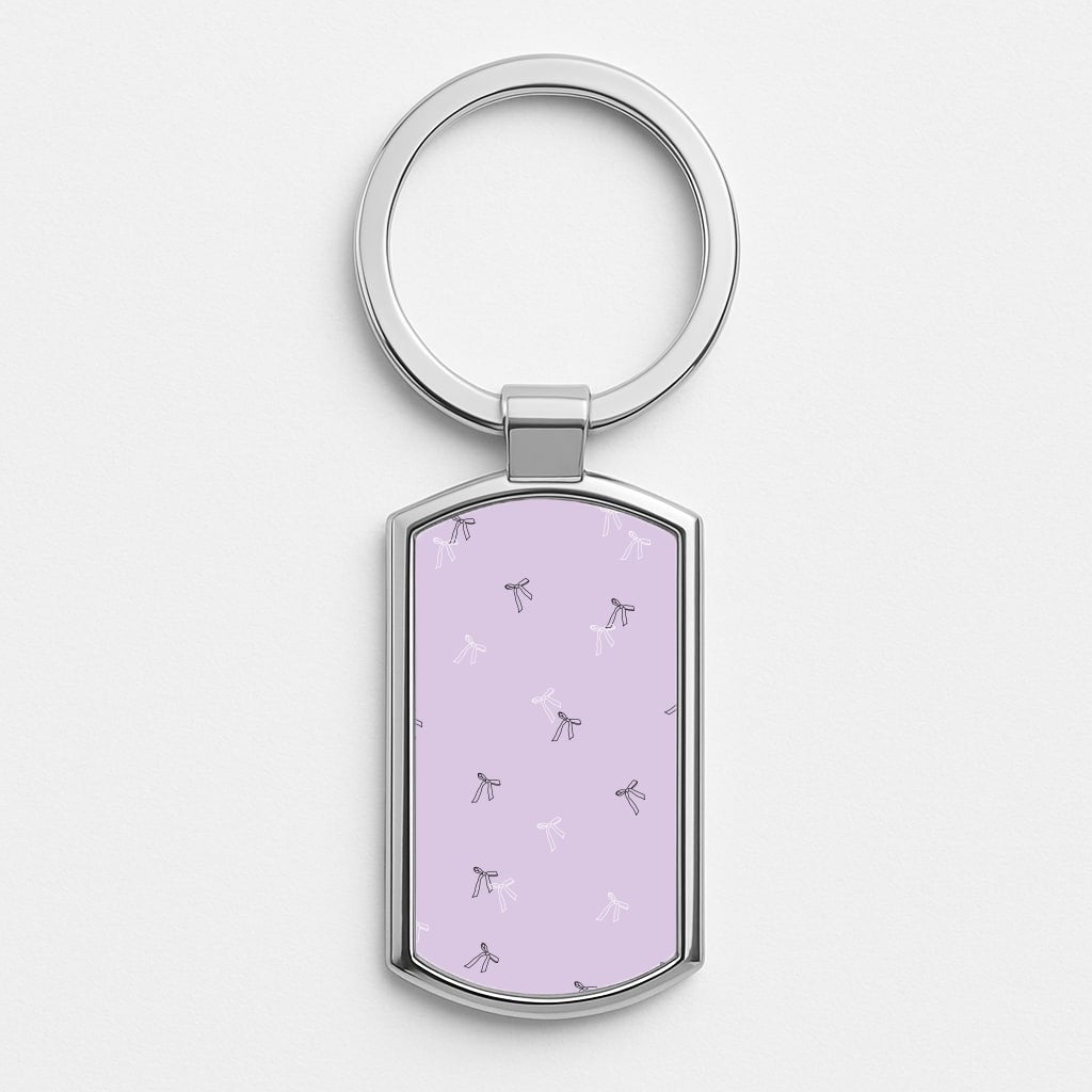 Coquette Mini Bows Pattern Purple Silver Keyring