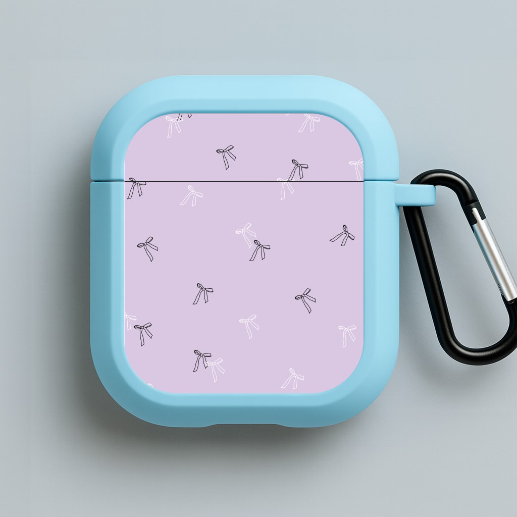 Coquette Mini Bows Pattern Purple Blue AirPods Case