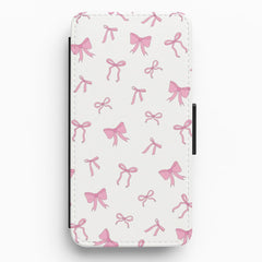 Coquette Variety Pink Bows Pattern Flip / Wallet Phone Case