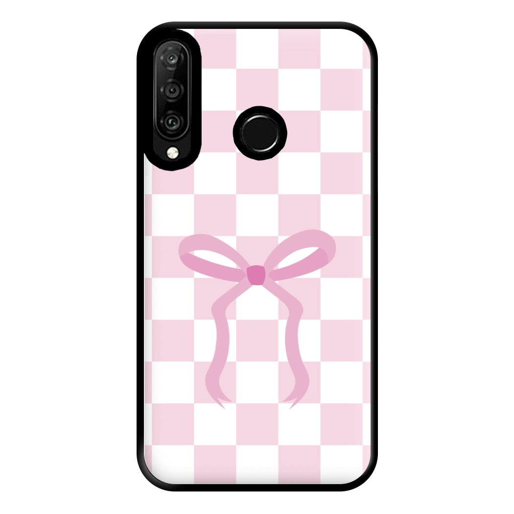 Checkered Coquette Bow Pink Phone Case for Huawei P30 Lite