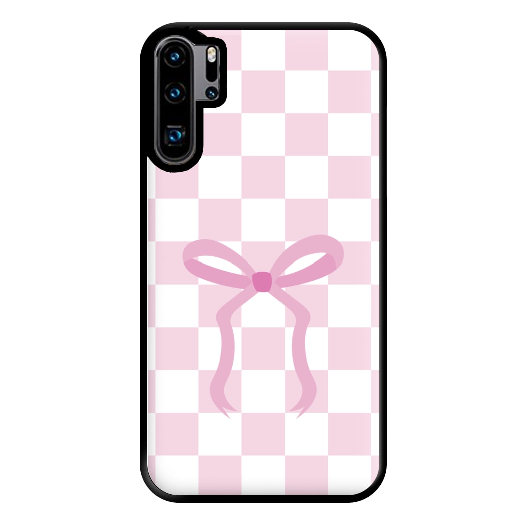 Checkered Coquette Bow Pink Phone Case for Huawei P30 Pro