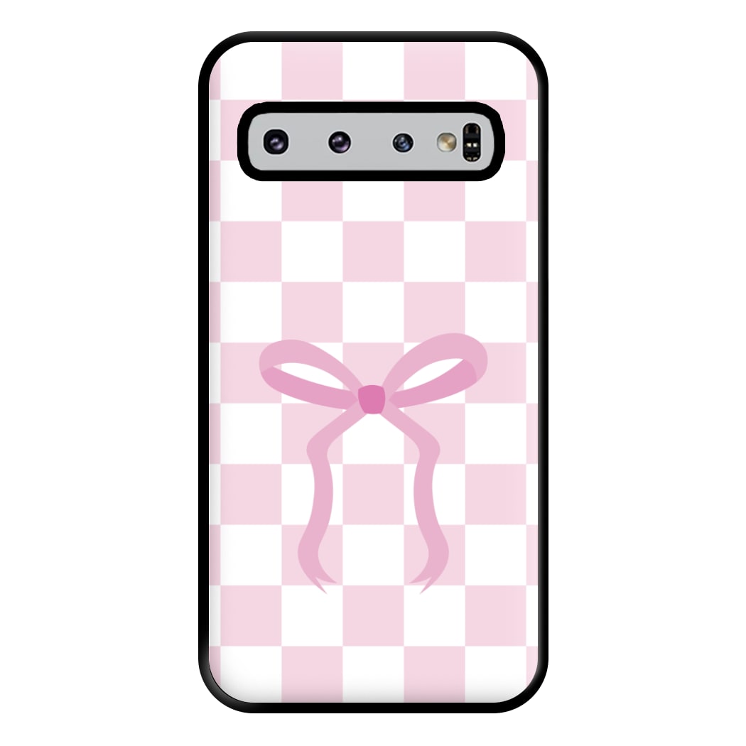 Checkered Coquette Bow Pink Phone Case for Galaxy S10 Plus