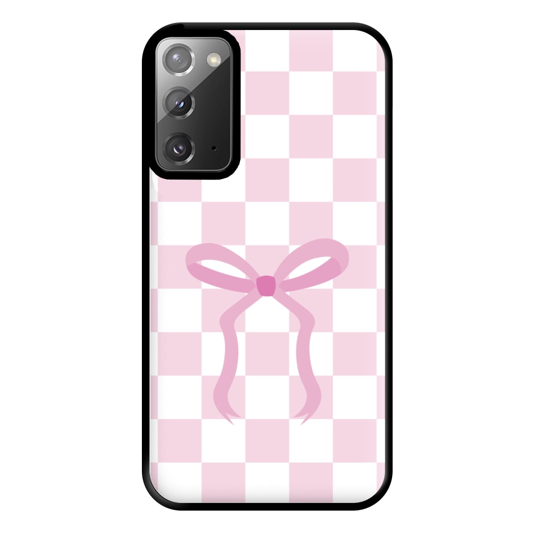 Checkered Coquette Bow Pink Phone Case for Galaxy Note 20 Ultra