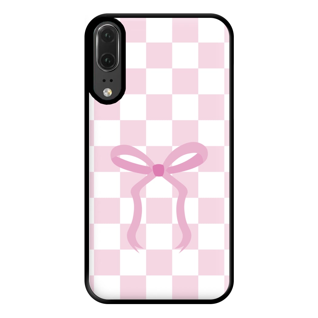 Checkered Coquette Bow Pink Phone Case for Huawei P20