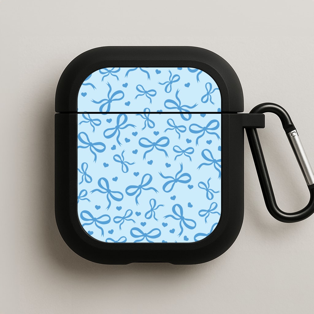 Coquette Bows And Hearts Navy Blue AirPods Case