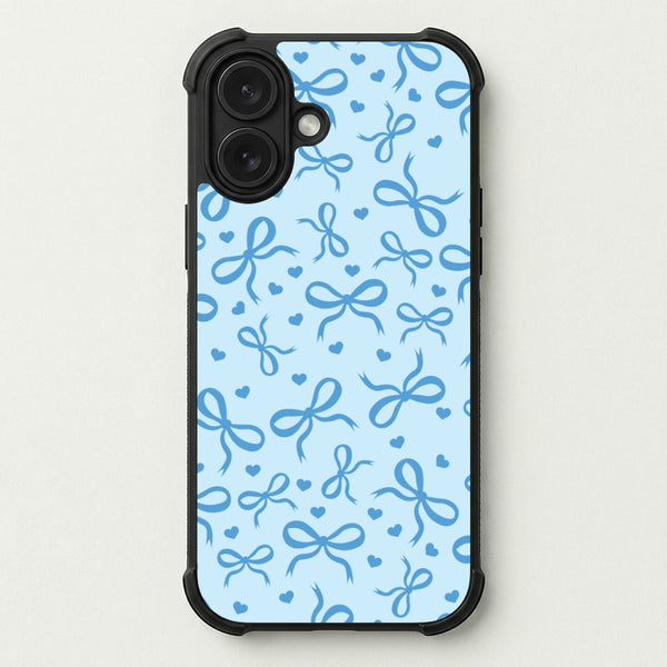 Coquette Bows And Hearts Navy Blue Phone Case — Bumper case