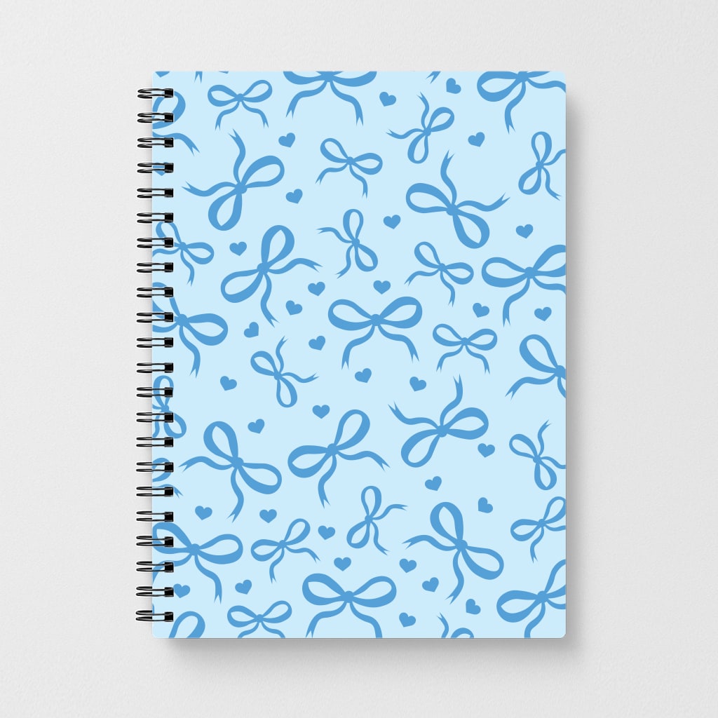 Coquette Bows And Hearts Navy Blue Notebook