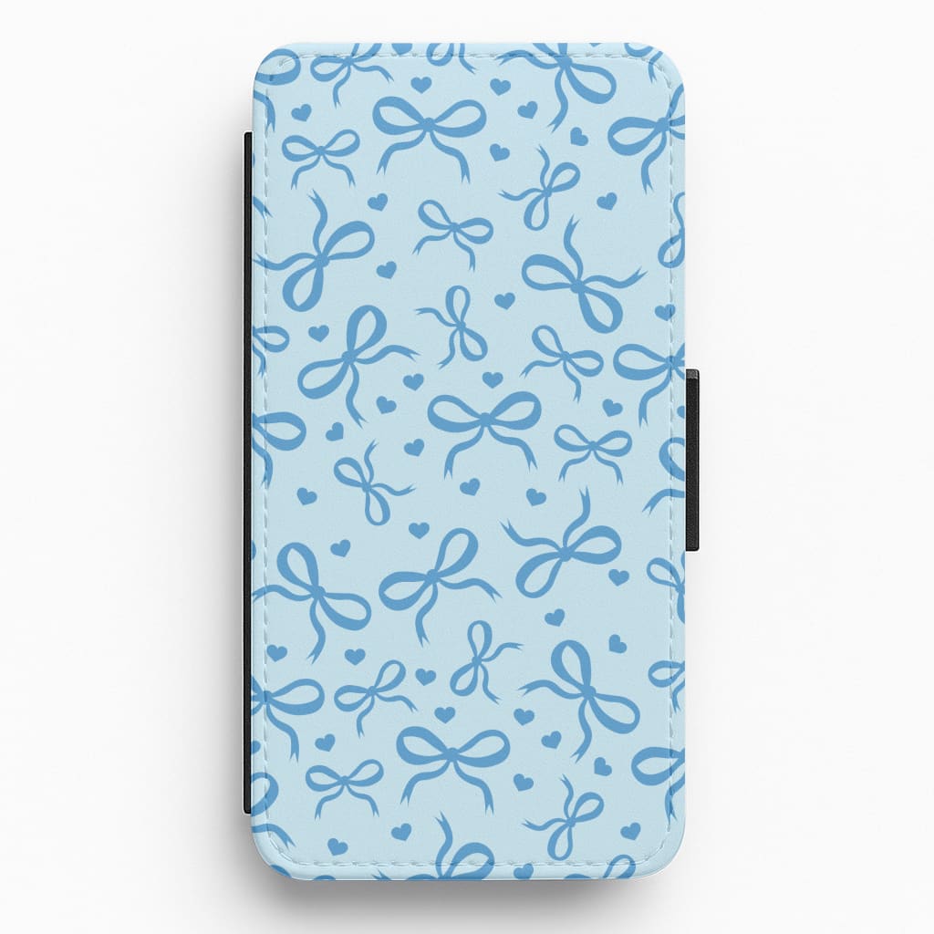 Coquette Bows And Hearts Navy Blue Flip / Wallet Phone Case