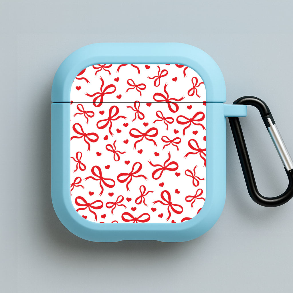Coquette Bows And Hearts Red Blue AirPods Case