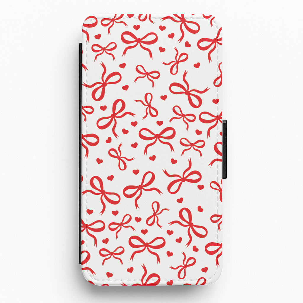 Coquette Bows And Hearts Red Flip / Wallet Phone Case