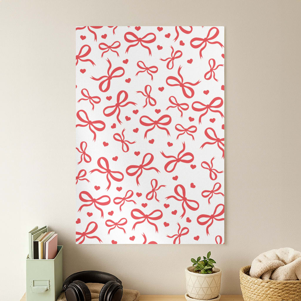 Coquette Bows And Hearts Red Poster