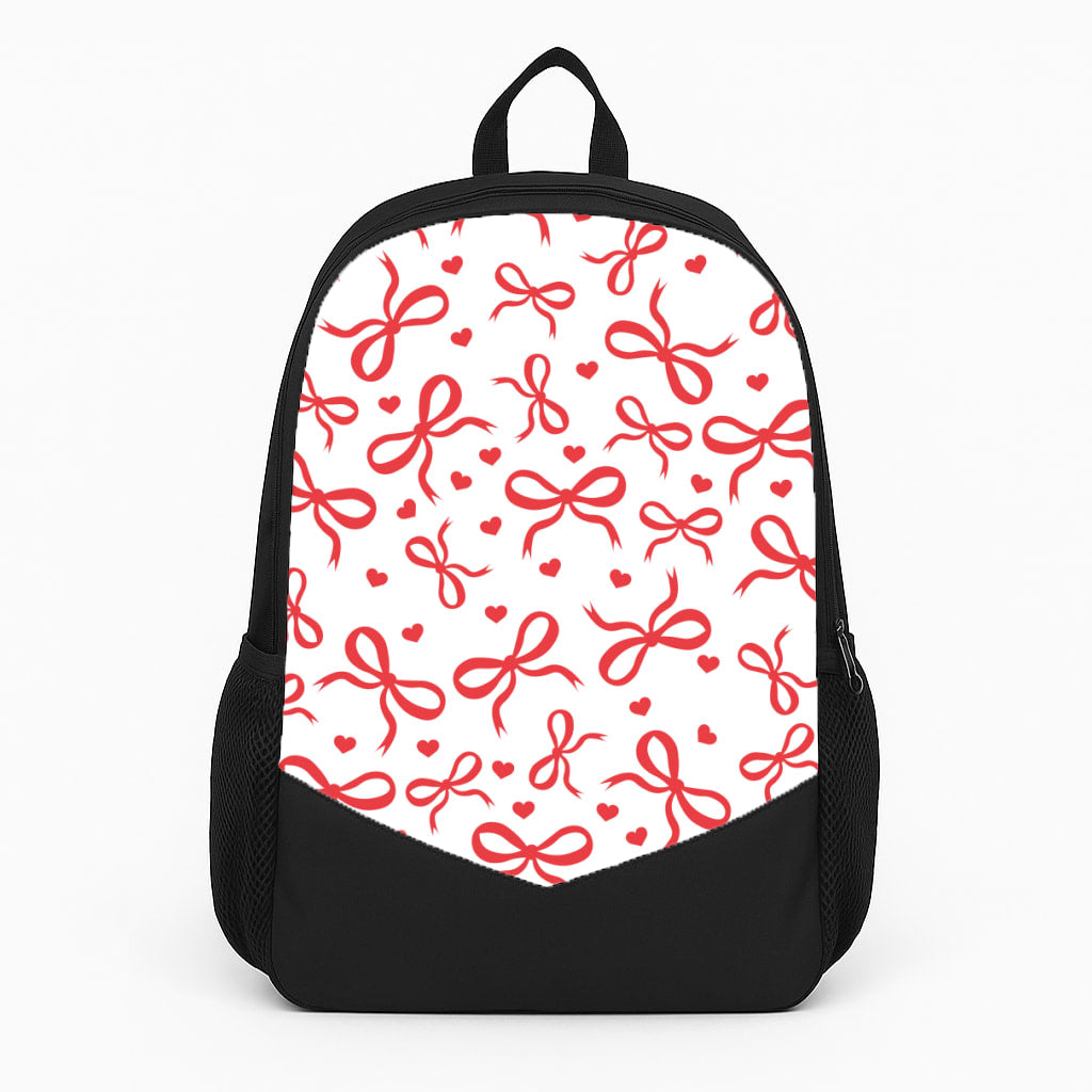 Coquette Bows And Hearts Red Large Backpack
