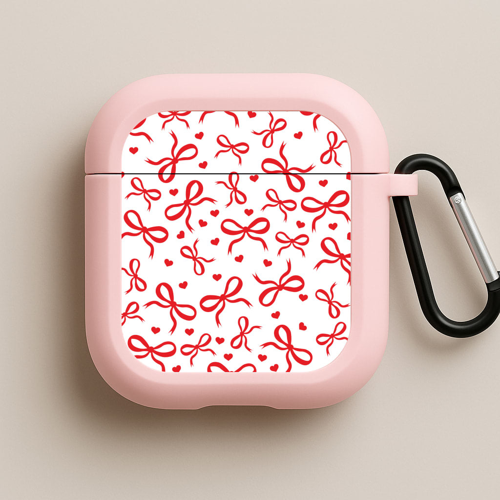 Coquette Bows And Hearts Red Pink AirPods Case
