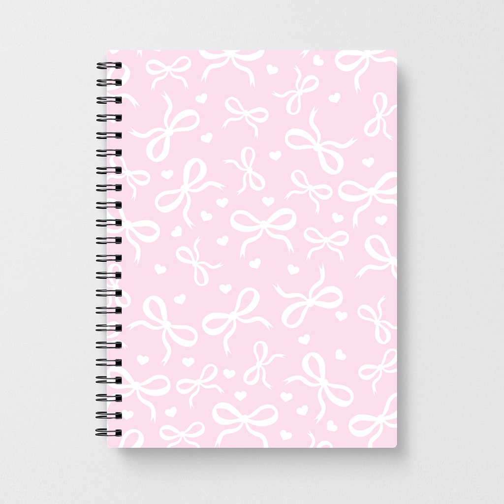 Coquette Bows And Hearts Baby Pink Notebook