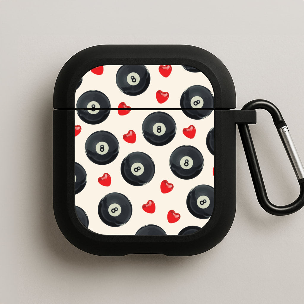 8-Balls And Hearts Pattern AirPods Case