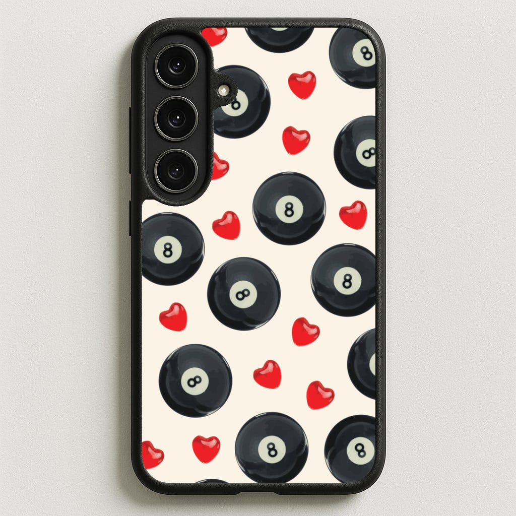 8-Balls And Hearts Pattern Phone Case for Galaxy S25FE