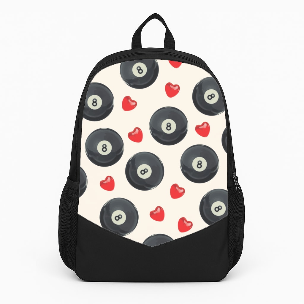 8-Balls And Hearts Pattern Backpack