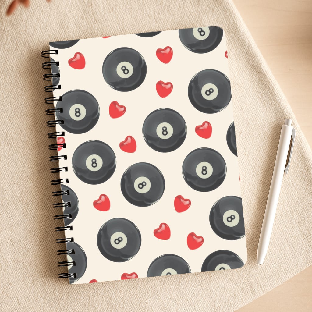 8-Balls And Hearts Pattern Notepad