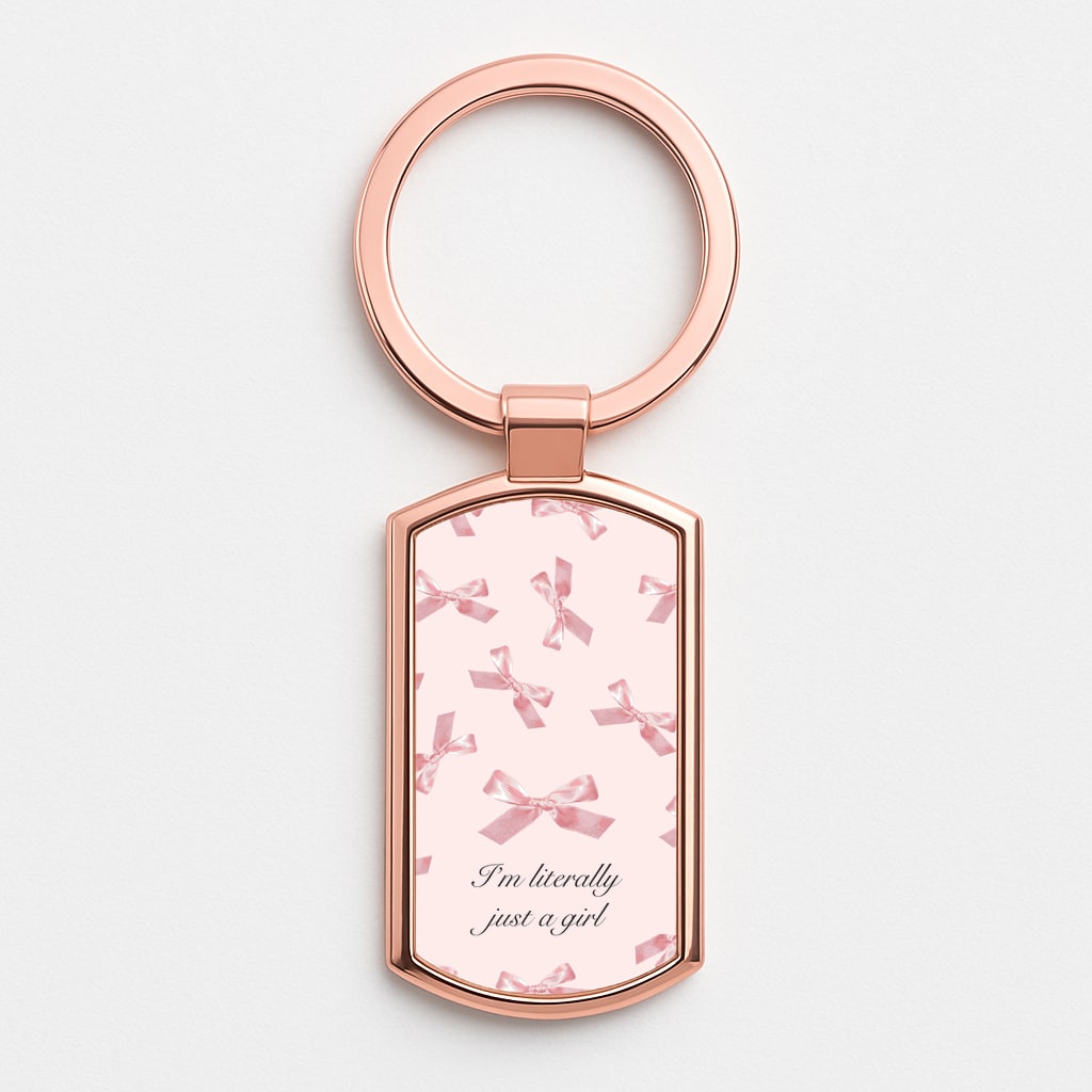 I'm Literally Just A Girl Bows Pattern Rose Gold Keyring