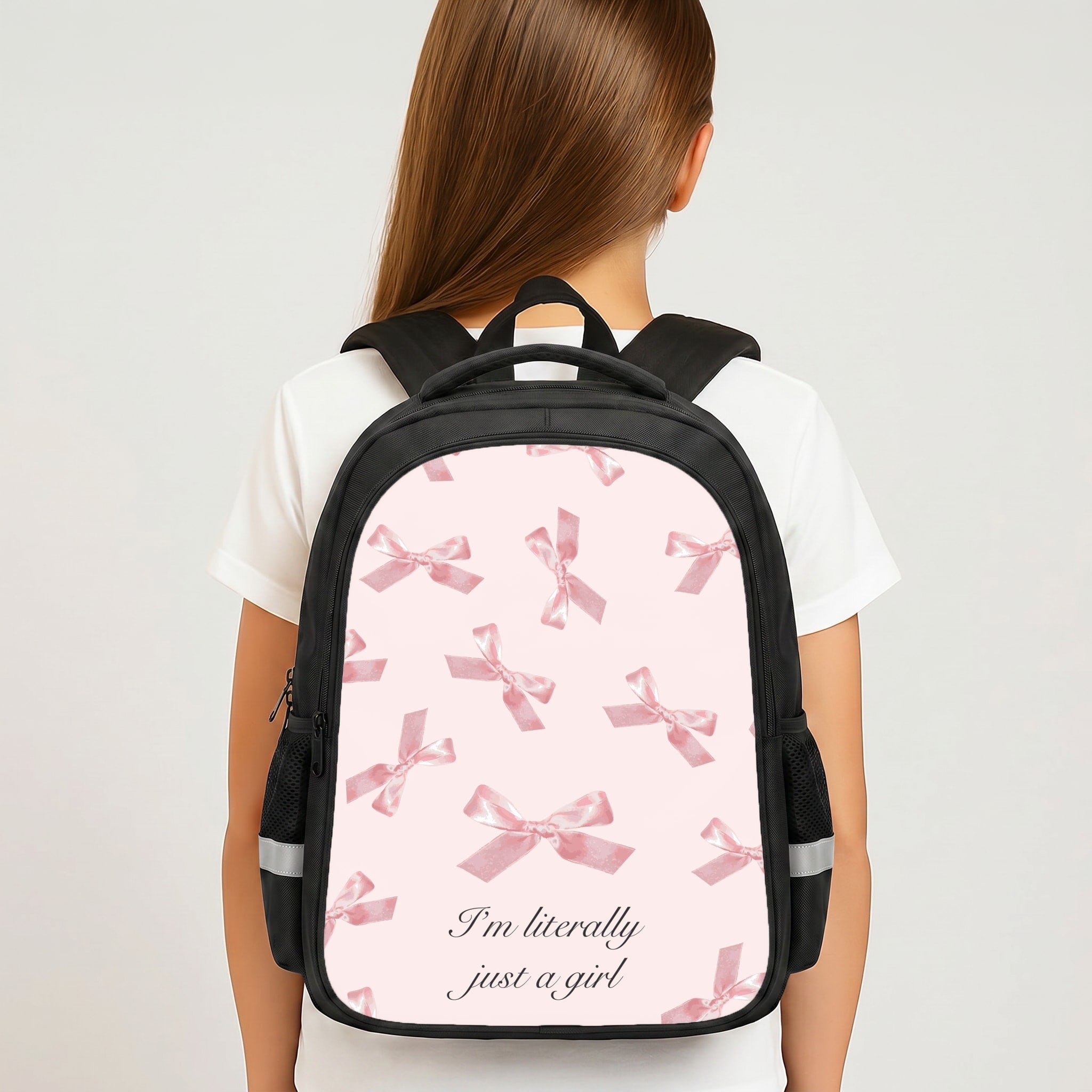 I'm Literally Just A Girl Bows Pattern Backpack