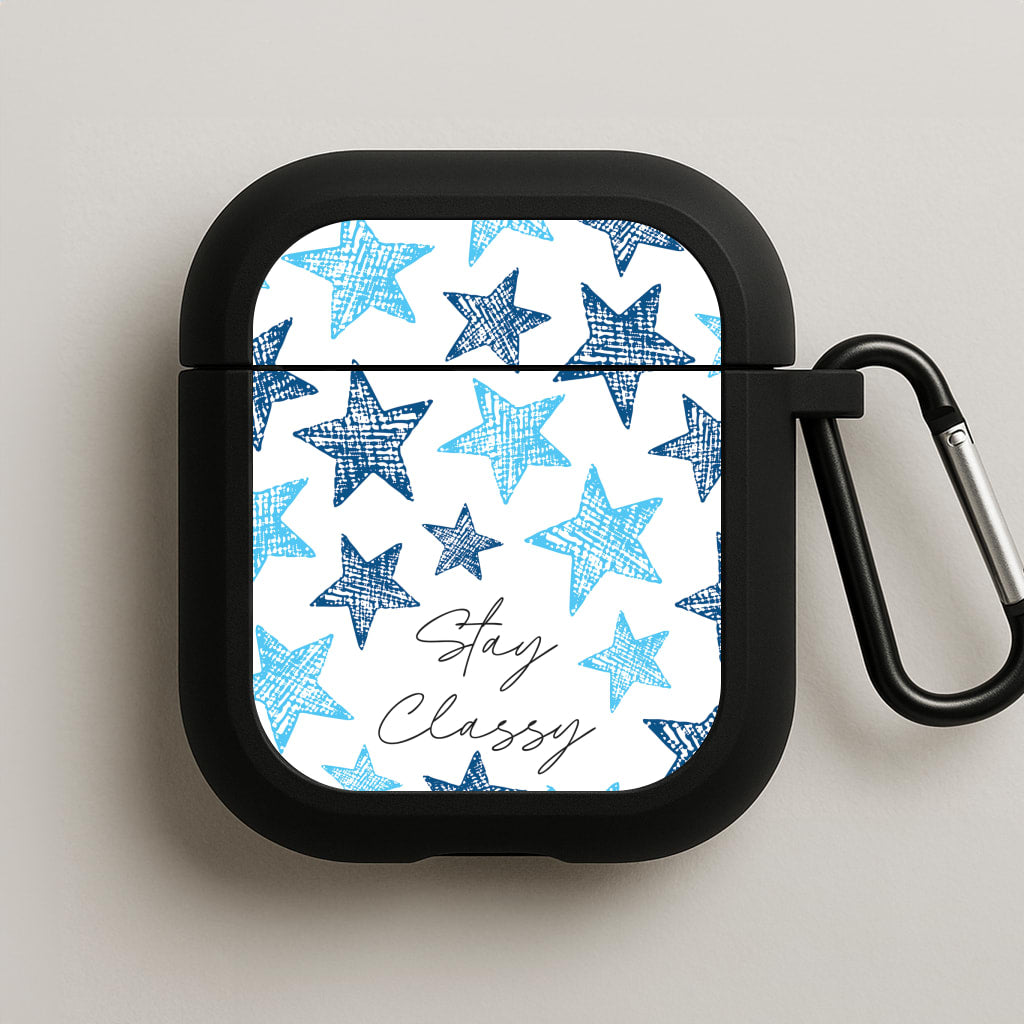 Stay Classy Blue Stars Pattern AirPods Case