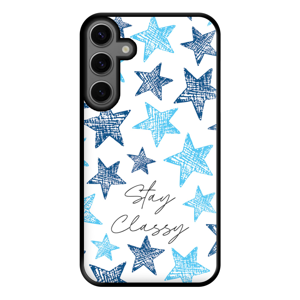 Stay Classy Blue Stars Pattern Phone Case for Galaxy S23FE