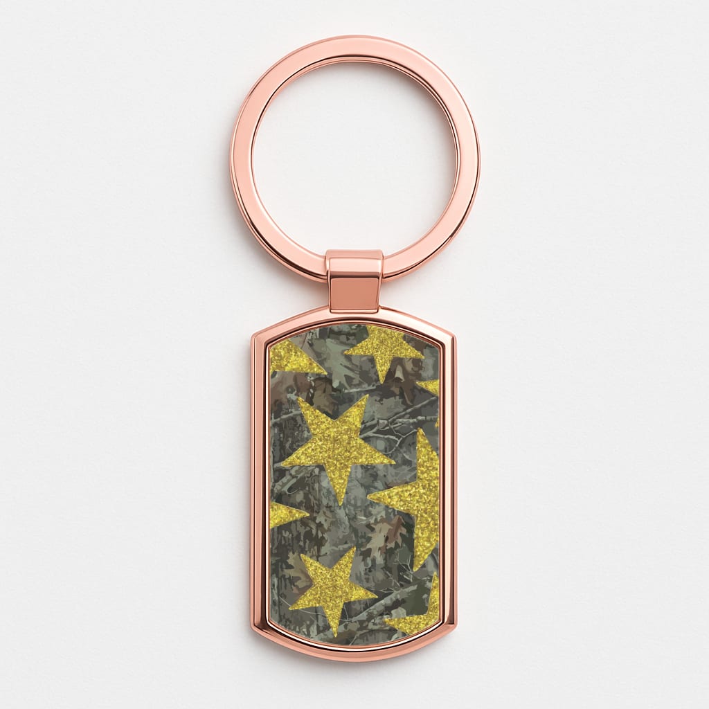 Camo And Glitter Stars Pattern Luxury Keyring