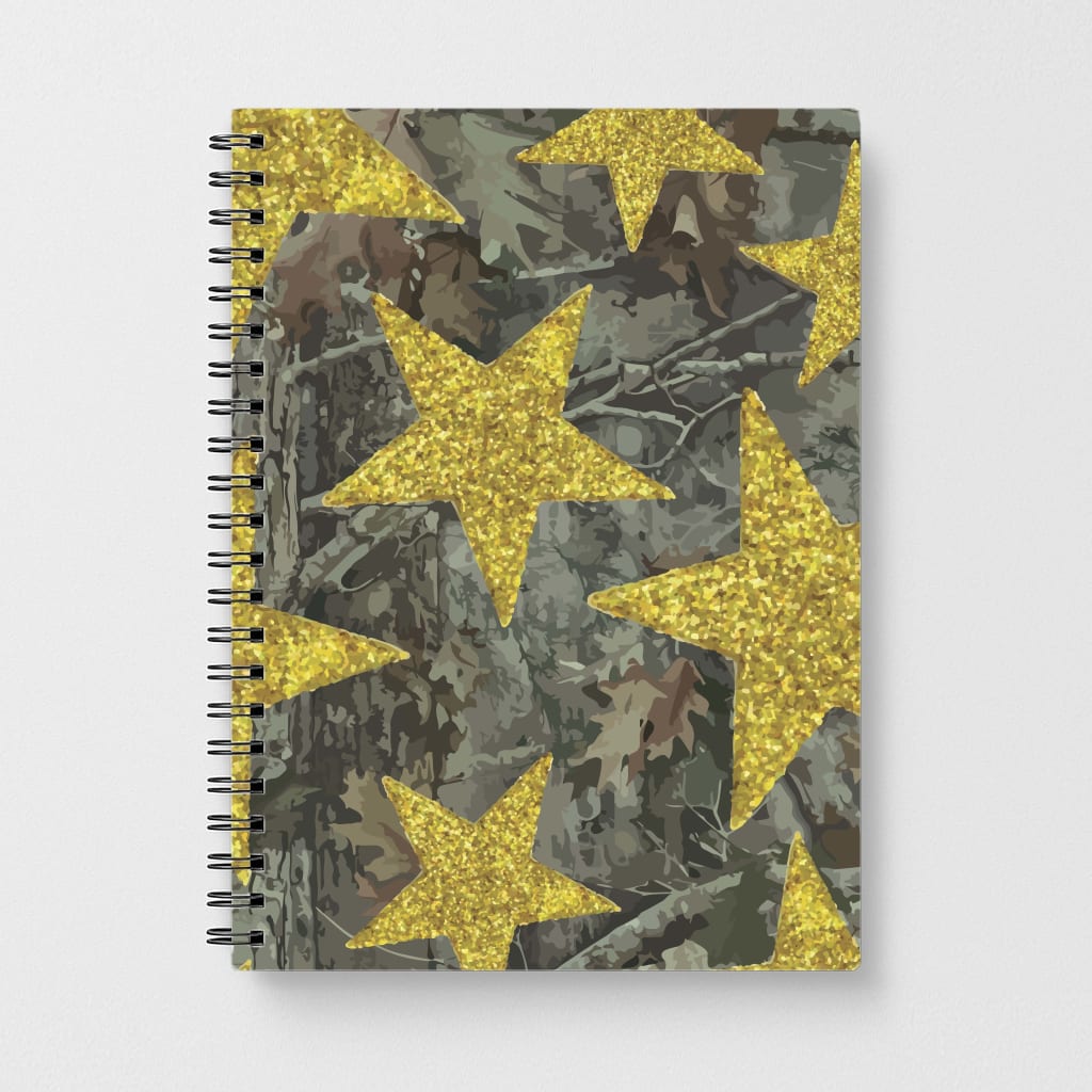 Camo And Glitter Stars Pattern Notebook