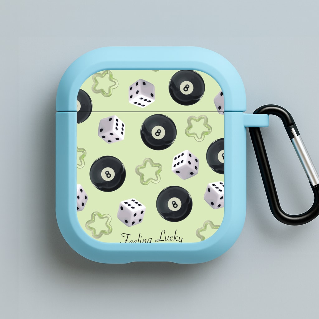 Feeling Lucky Assortment Pattern Blue AirPods Case