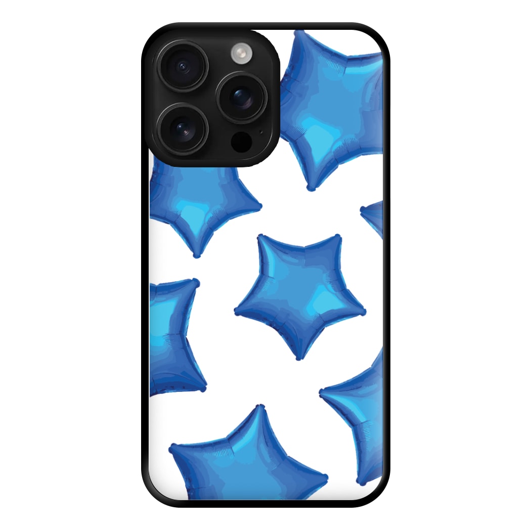 Blue Star Balloons Pattern Phone Case for iPhone 16 Pro Max